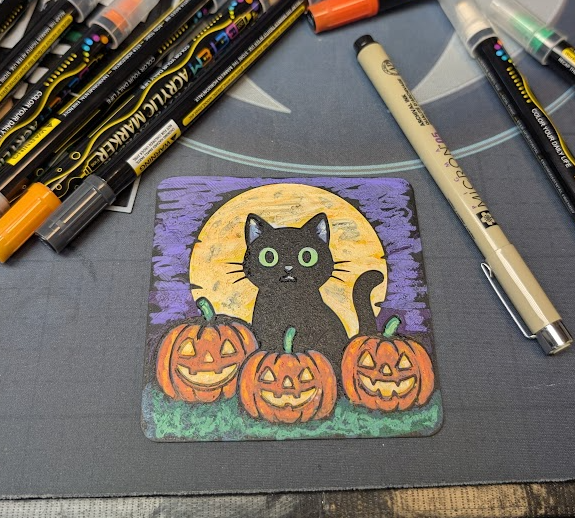 Custom Order - Halloween Kitten Coaster for Stephanie